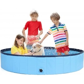 63'' Dog Pool for Large Dogs, Foldable Dog Pool Large Kiddie Pool, Swimming Pool Bathing Tub for Kids Dogs Cats